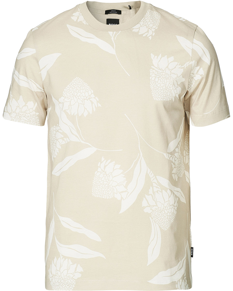 Herr | T-Shirts | BOSS BLACK | BOSS Tessler Printed Flower Tee Light Beige