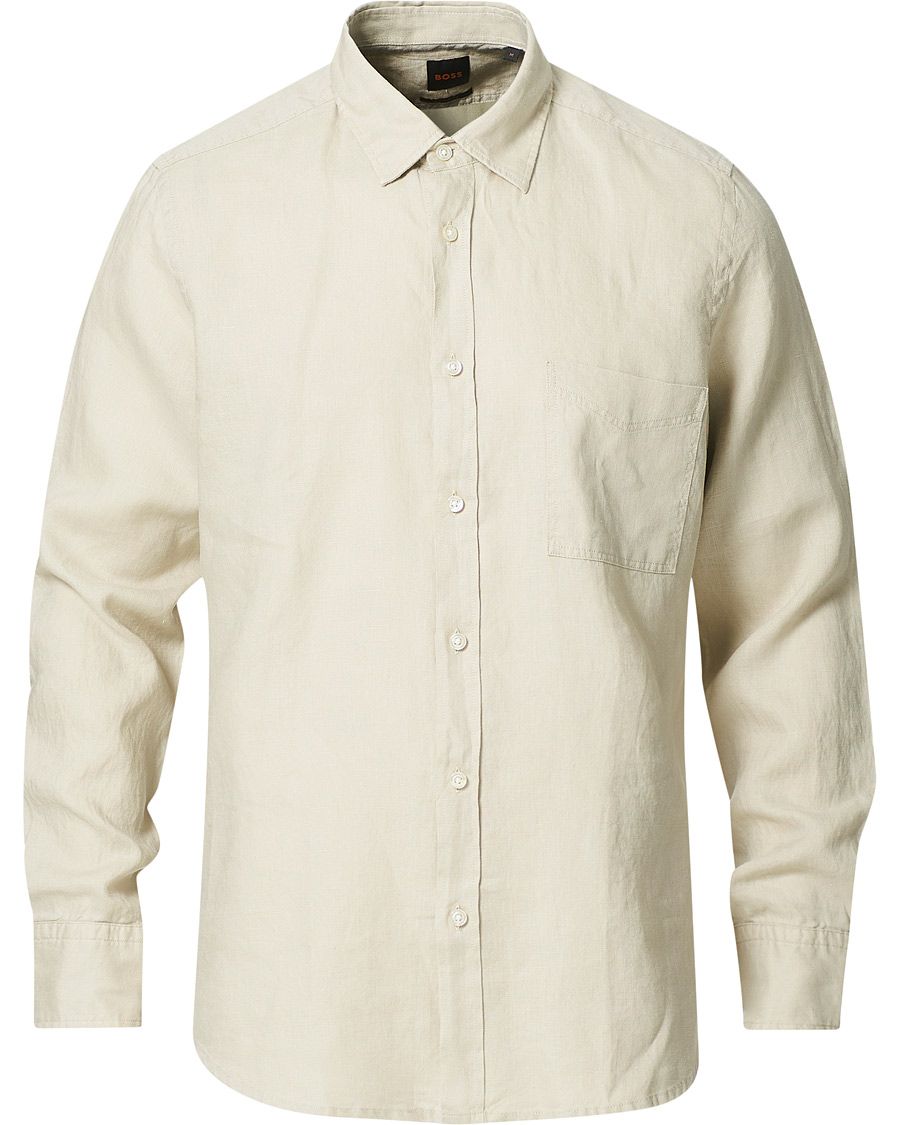 Herr | Skjortor | BOSS ORANGE | BOSS Casual Relegent Linen Shirt Light Beige
