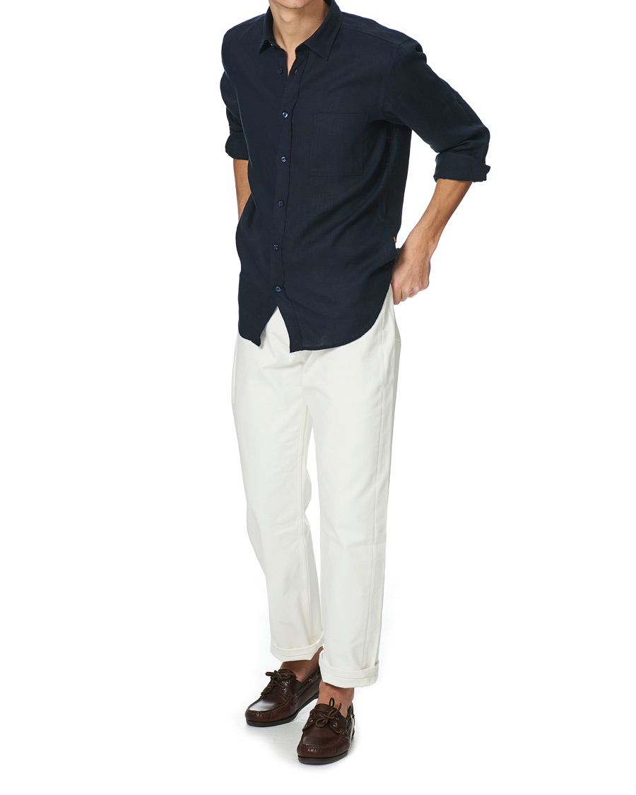 Herr | Skjortor | BOSS ORANGE | BOSS Casual Relegent Linen Shirt Dark Blue