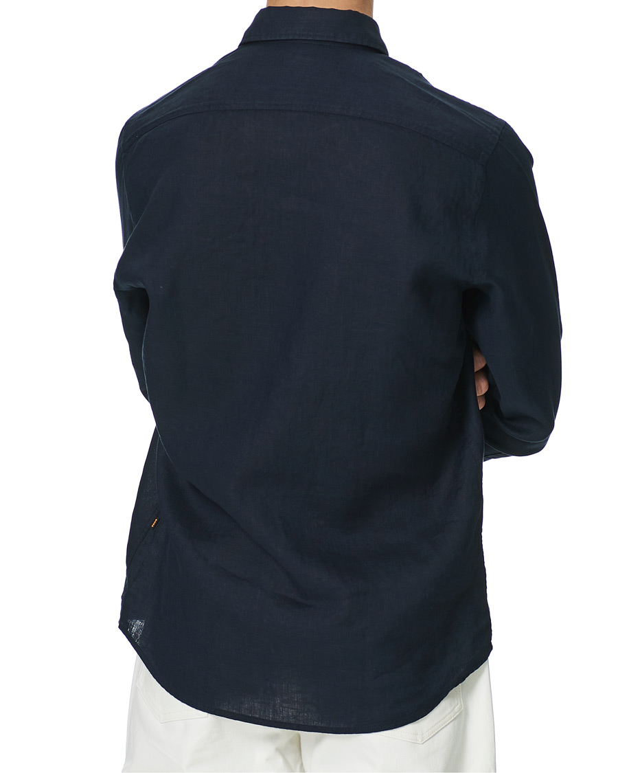 Herr | Skjortor | BOSS ORANGE | BOSS Casual Relegent Linen Shirt Dark Blue