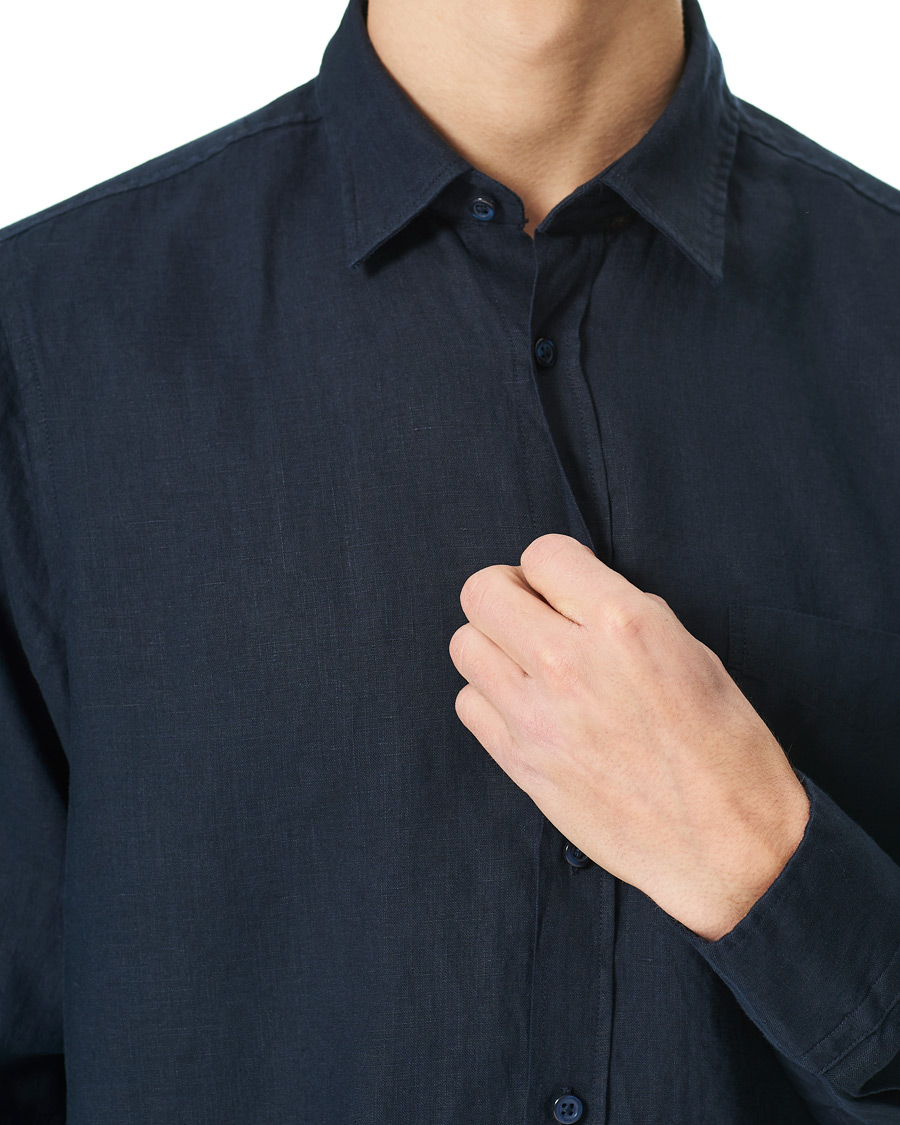 Herr | Skjortor | BOSS ORANGE | BOSS Casual Relegent Linen Shirt Dark Blue