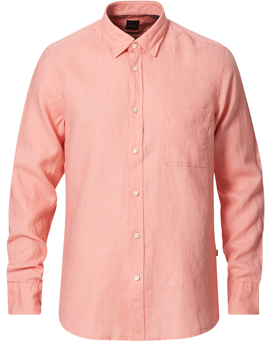 Herr | Skjortor | BOSS ORANGE | BOSS Casual Relegent Linen Shirt Pastel Red