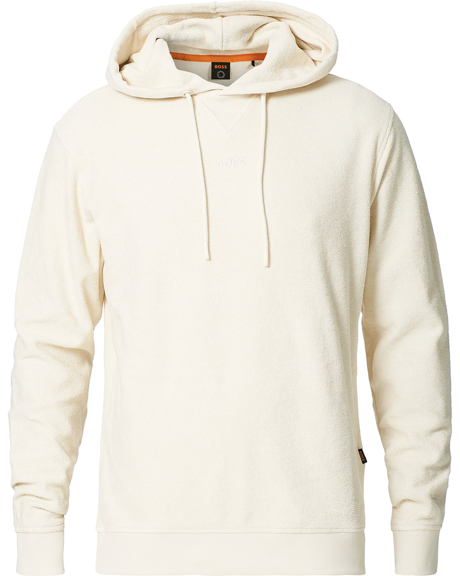 Herr | Tröjor | BOSS ORANGE | BOSS Casual Wetowel Terry Hoodie Open White