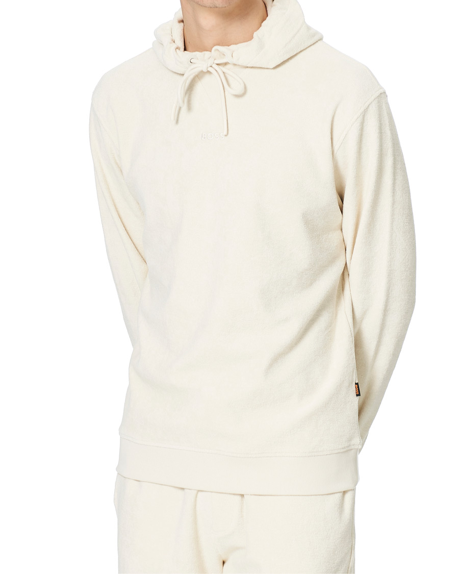 Herr | Tröjor | BOSS ORANGE | BOSS Casual Wetowel Terry Hoodie Open White