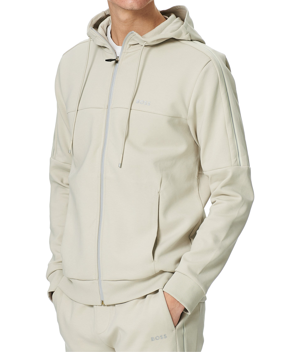 Herr | Tröjor | BOSS GREEN | BOSS Athleisure Saggy Full Zip Hoodie Light Beige