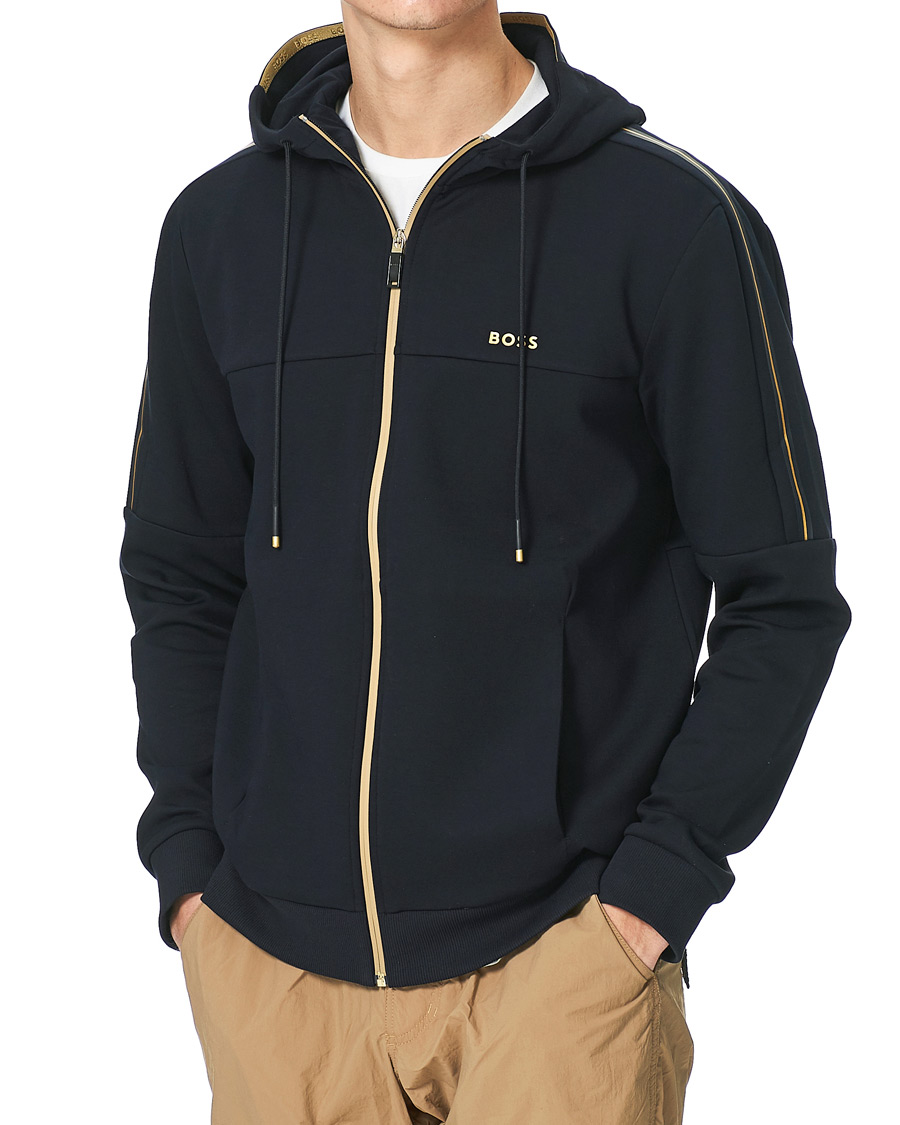 Herr | Tröjor | BOSS GREEN | BOSS Athleisure Saggy Full Zip Hoodie Dark Blue