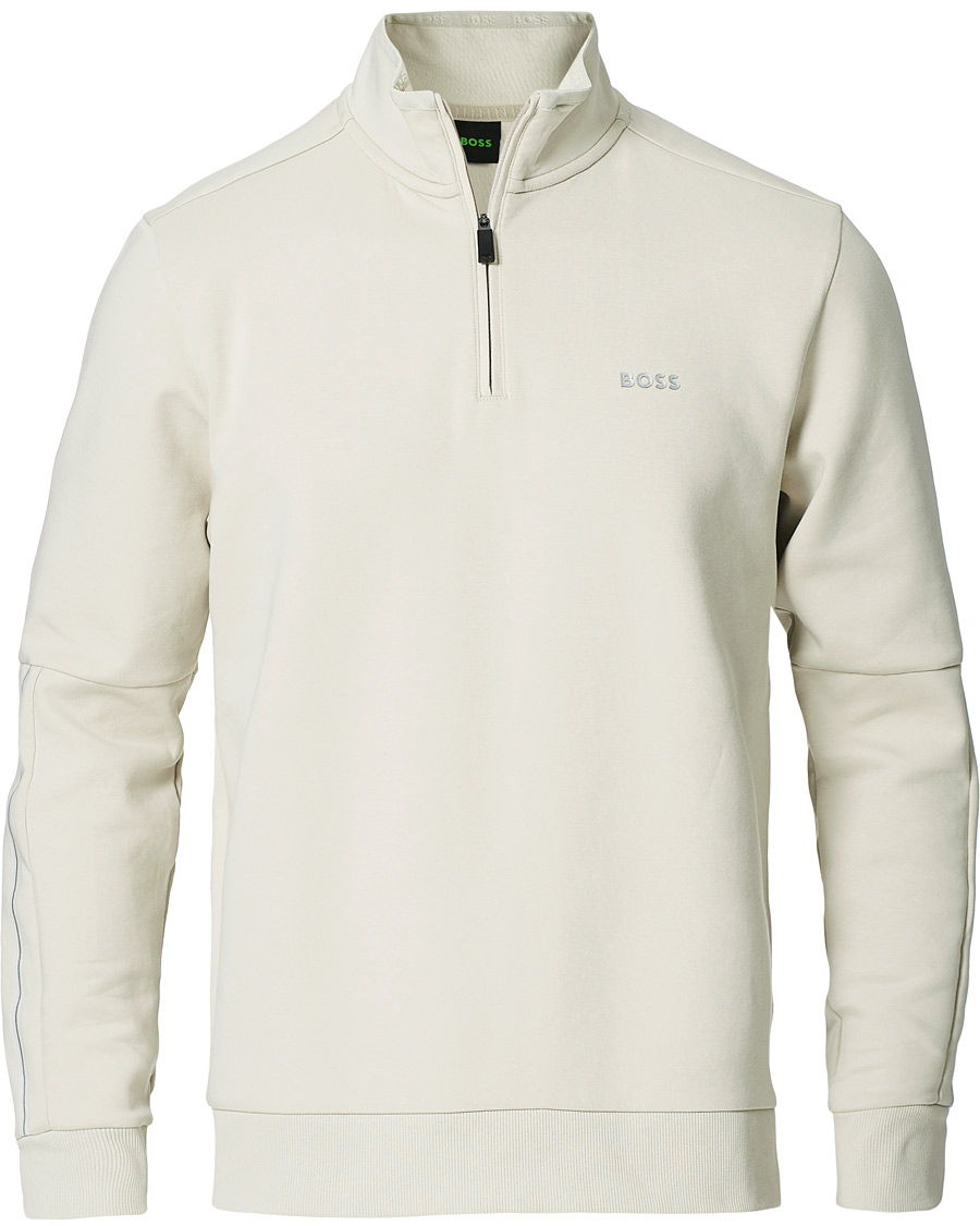 Herr | Tröjor | BOSS GREEN | BOSS Athleisure Sweat Half Zip Light Beige