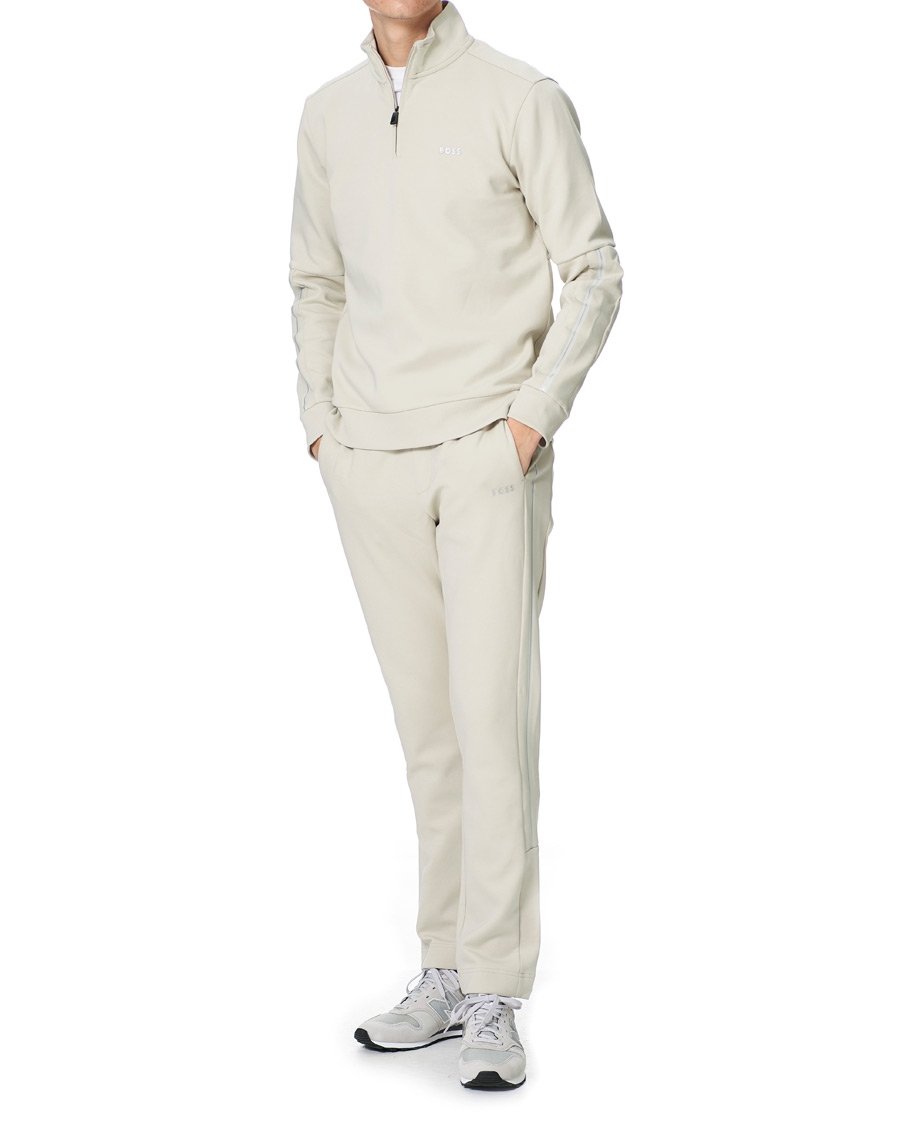 Herr | Tröjor | BOSS GREEN | BOSS Athleisure Sweat Half Zip Light Beige