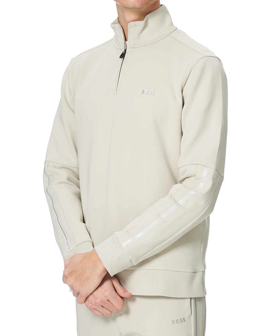 Herr | Tröjor | BOSS GREEN | BOSS Athleisure Sweat Half Zip Light Beige
