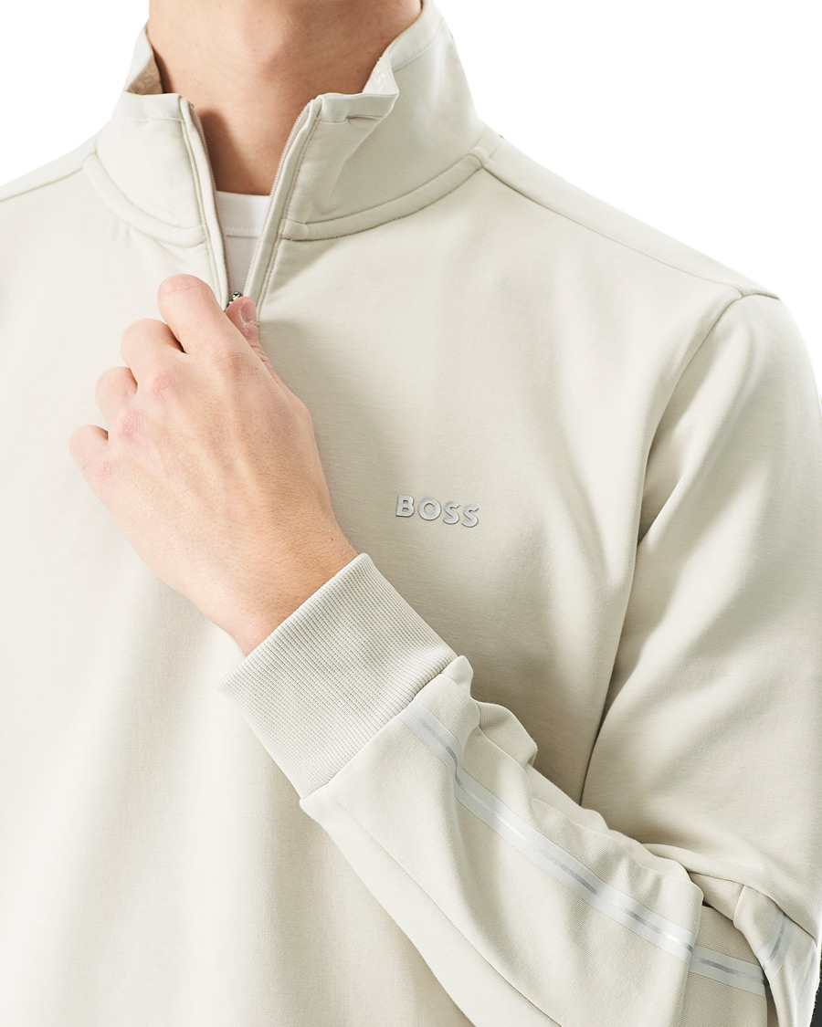 Herr | Tröjor | BOSS GREEN | BOSS Athleisure Sweat Half Zip Light Beige