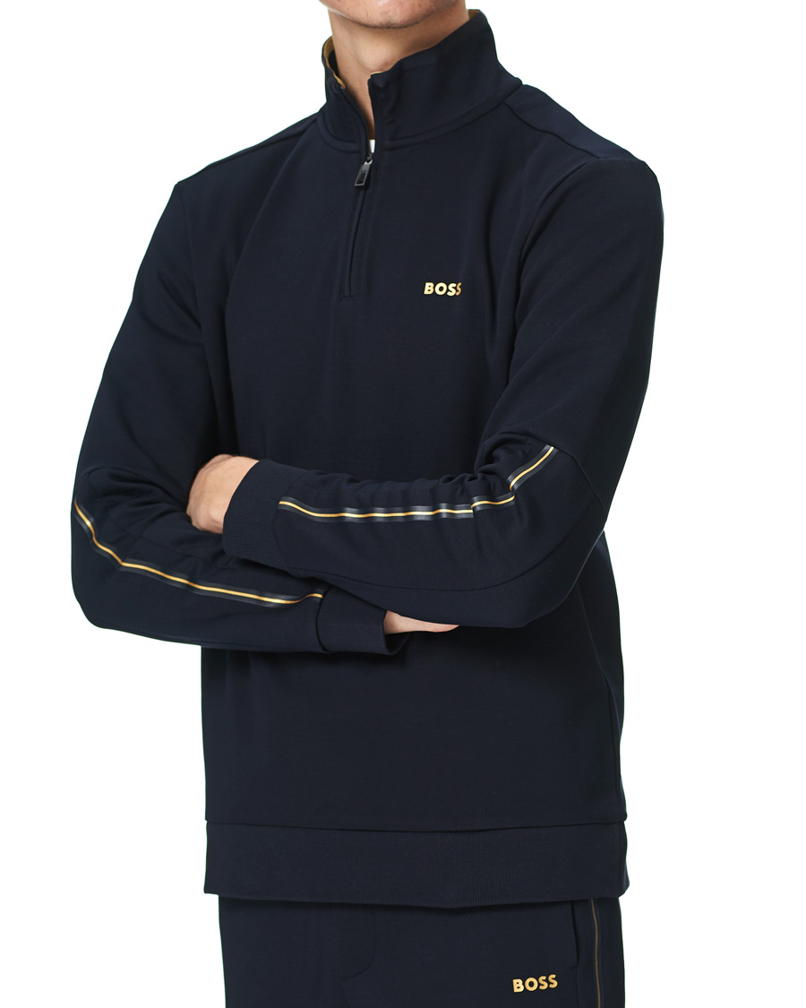 Herr | Tröjor | BOSS GREEN | BOSS Athleisure Sweat Half Zip Dark Blue