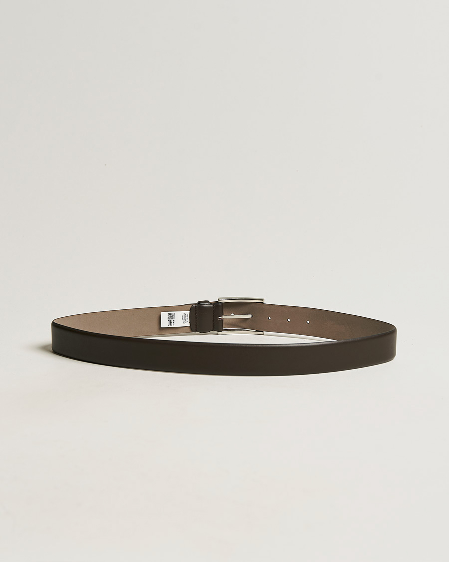 Herr | Släta bälten | BOSS | Barnabie Leather Belt 3,5 cm Dark Brown