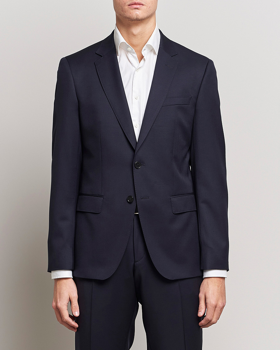 Herr | Kavajer | BOSS BLACK | Huge Slim Fit Wool Blazer Dark Blue