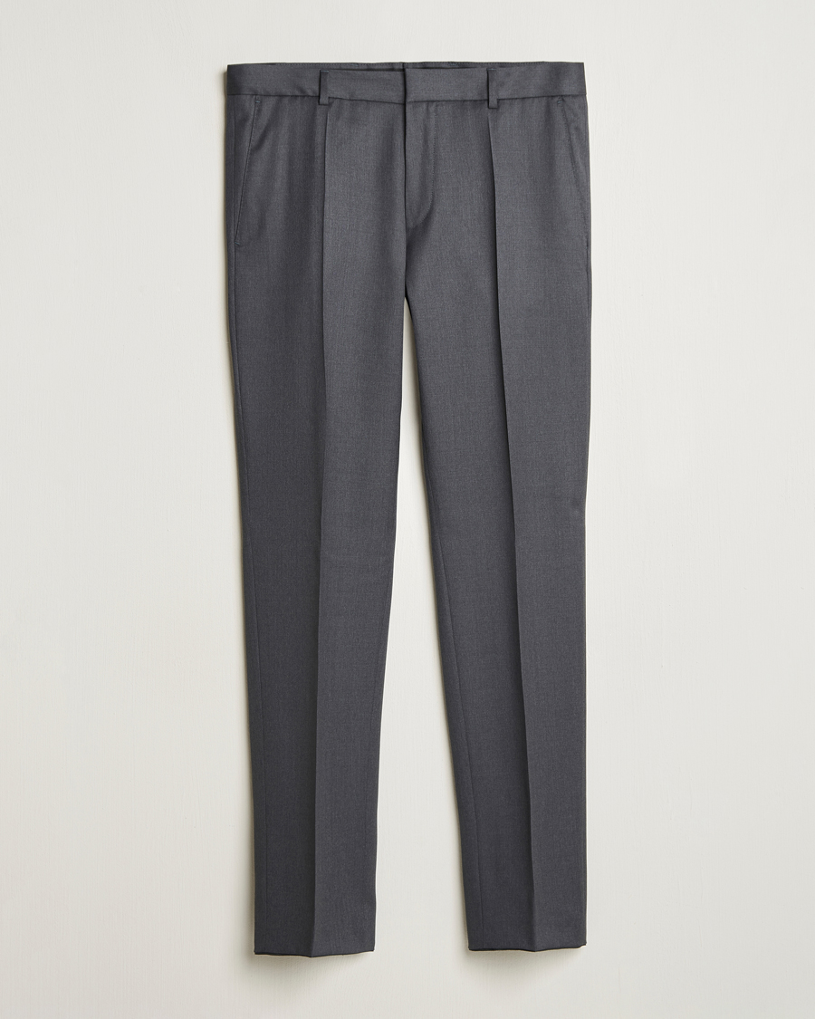 Herr | Byxor | BOSS BLACK | Genius Slim Fit Wool Trousers Dark Grey