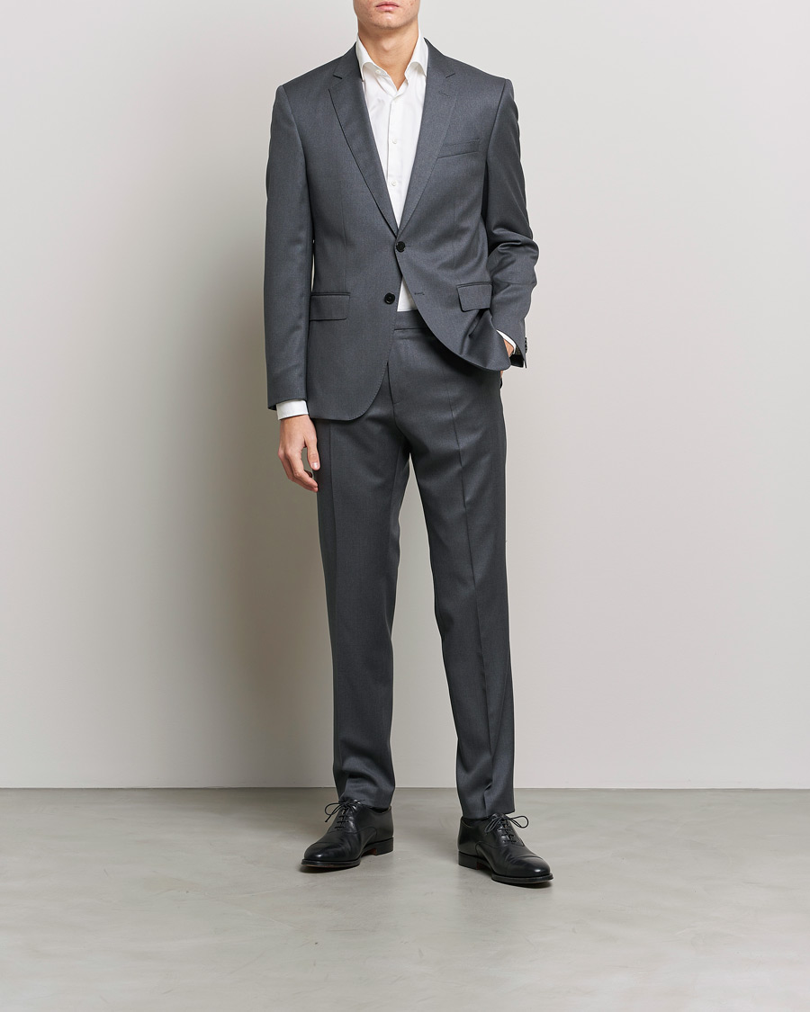 Herr | Byxor | BOSS BLACK | Genius Slim Fit Wool Trousers Dark Grey