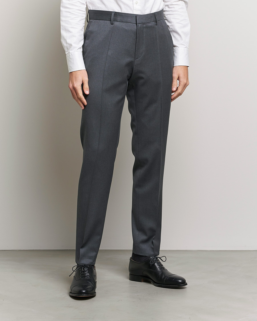 Herr | Kostymbyxor | BOSS BLACK | Genius Slim Fit Wool Trousers Dark Grey