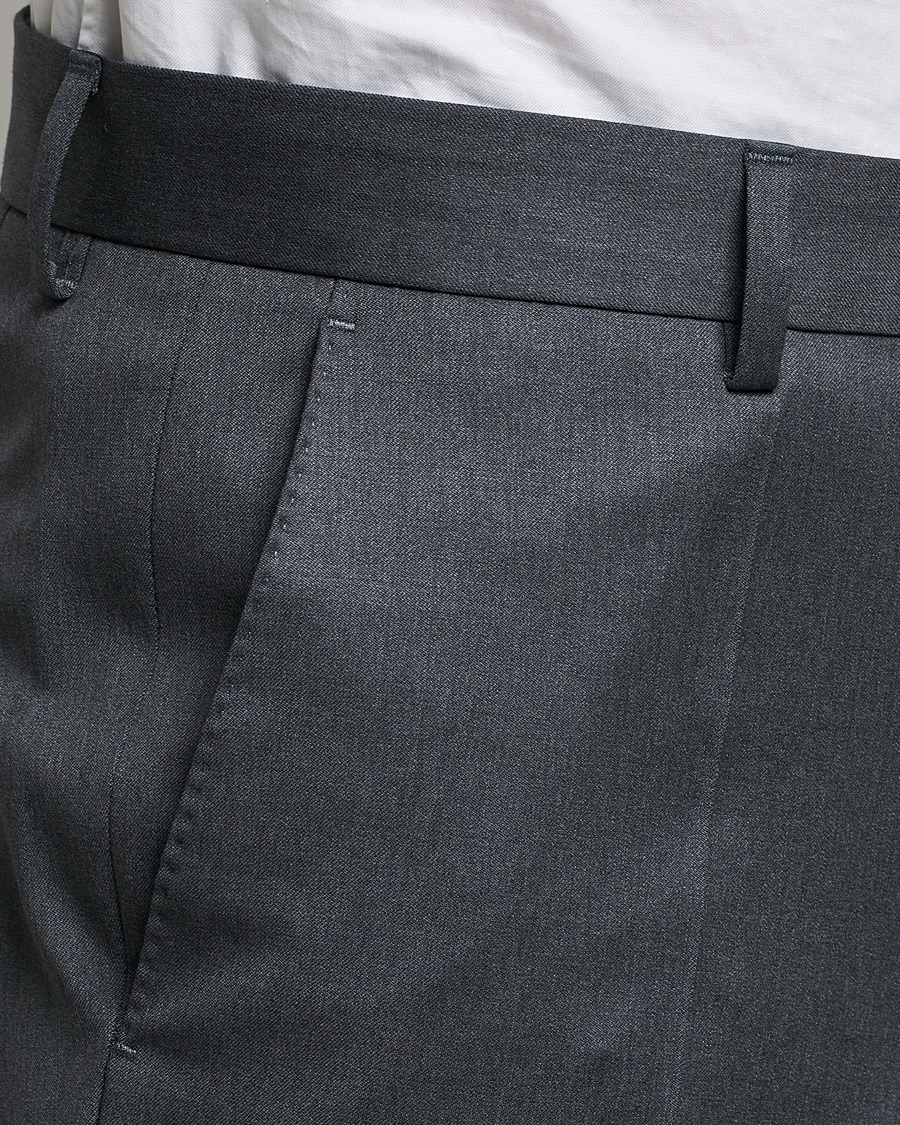 Herr | Byxor | BOSS BLACK | Genius Slim Fit Wool Trousers Dark Grey