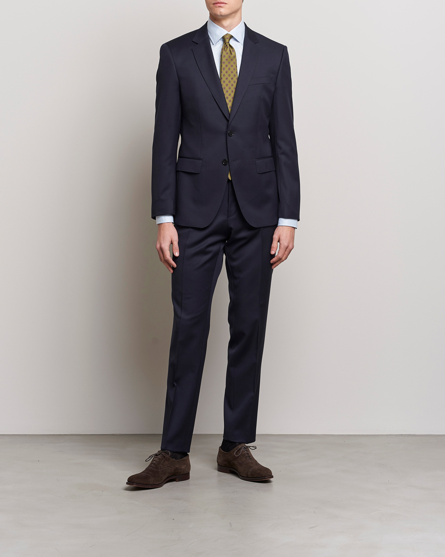 Herr | Kostymbyxor | BOSS | Genius Slim Fit Wool Trousers Dark Blue