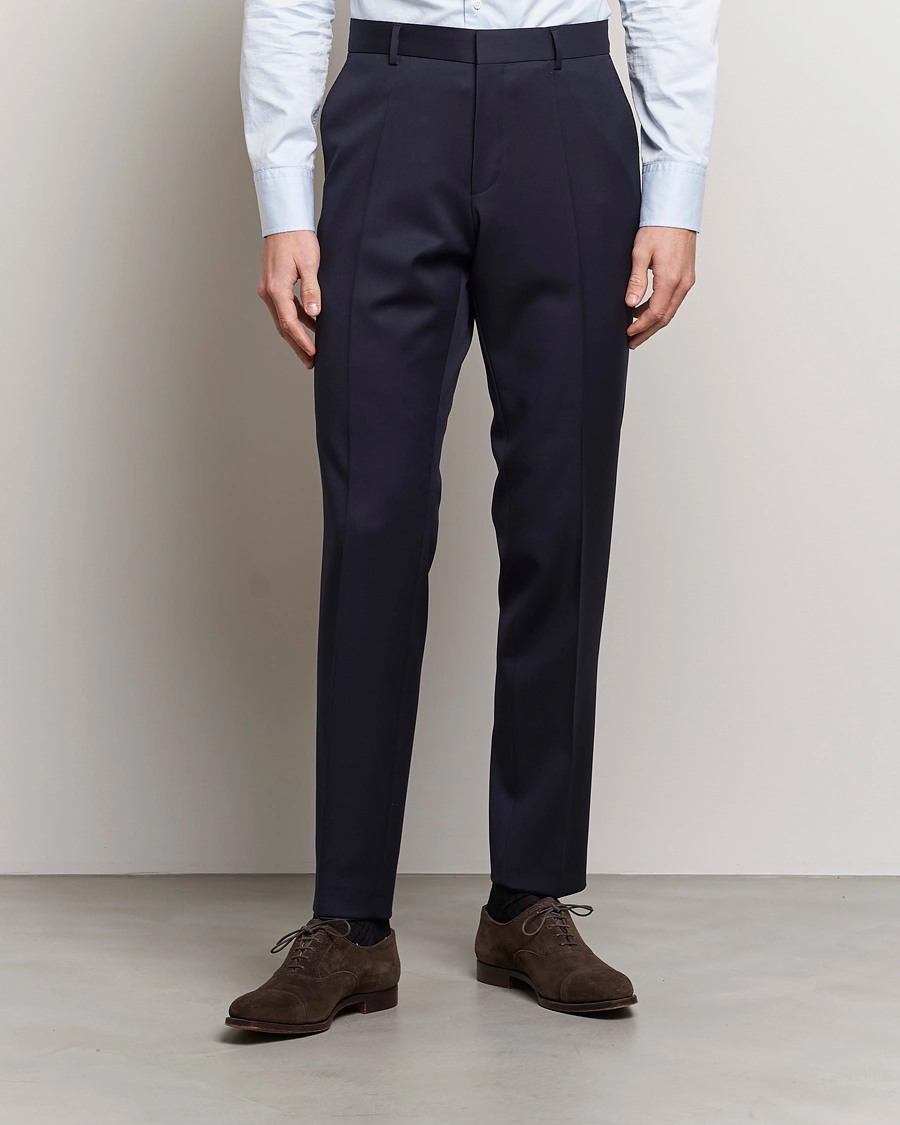 Herr | Mörk kostym | BOSS BLACK | Genius Slim Fit Wool Trousers Dark Blue