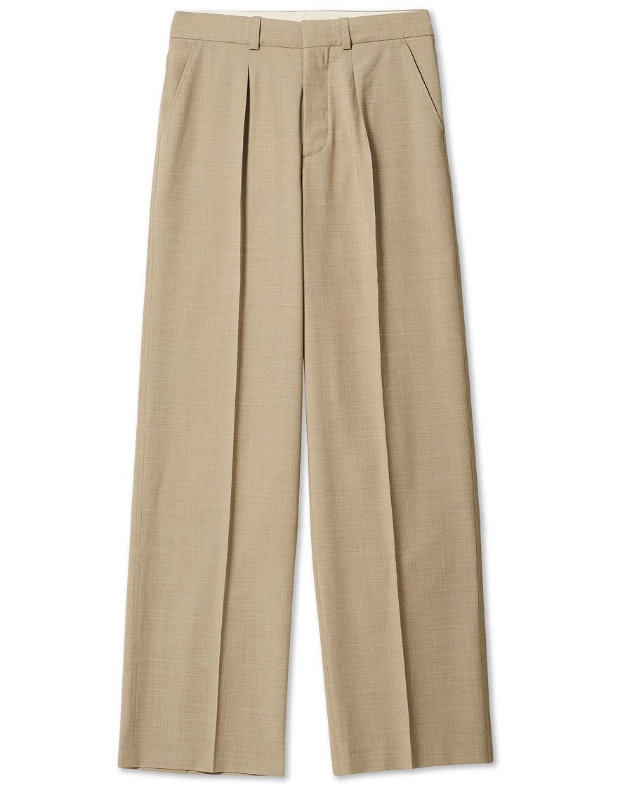 Herr | Byxor | Nanushka | Pleated Wool Trousers Sand