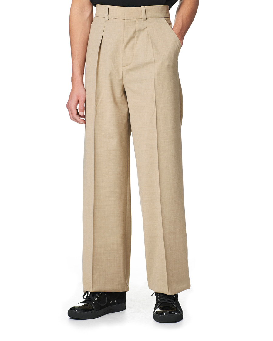 Herr | Byxor | Nanushka | Pleated Wool Trousers Sand