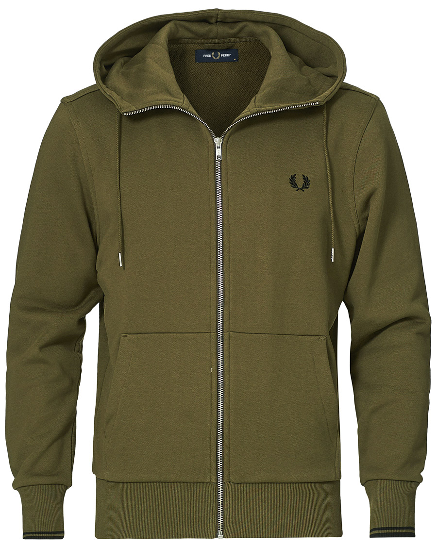 Herr | Tröjor | Fred Perry | Hooded Zip Sweatshirt Military Green