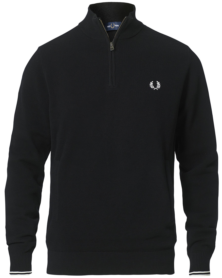 Herr | Tröjor | Fred Perry | Pique Texture Half Zip Jumper Black
