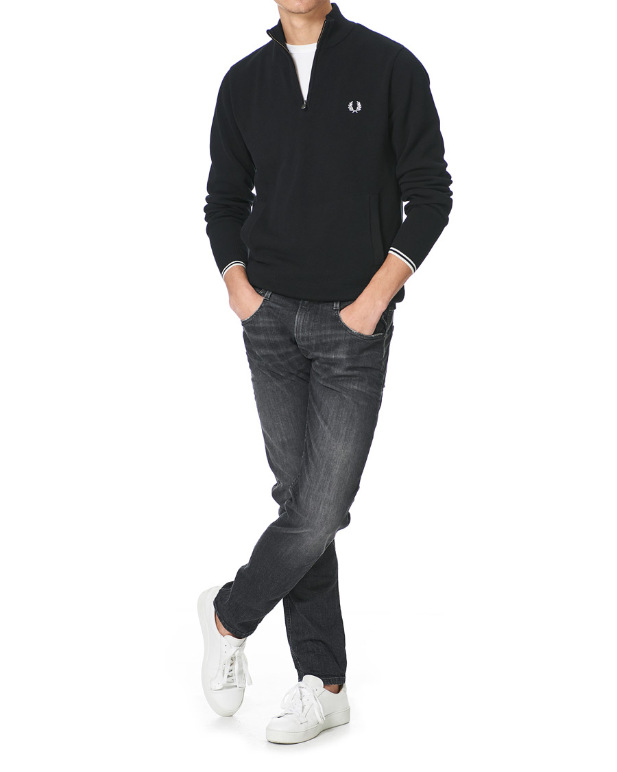 Herr | Tröjor | Fred Perry | Pique Texture Half Zip Jumper Black