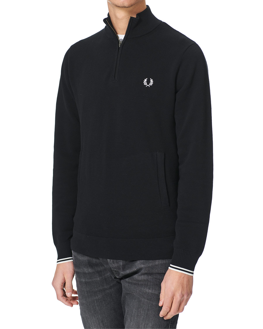 Herr | Tröjor | Fred Perry | Pique Texture Half Zip Jumper Black