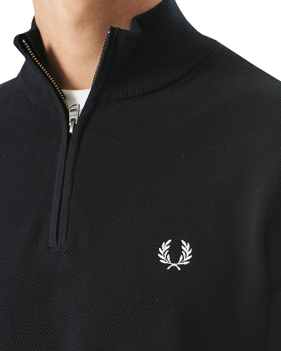 Herr | Tröjor | Fred Perry | Pique Texture Half Zip Jumper Black