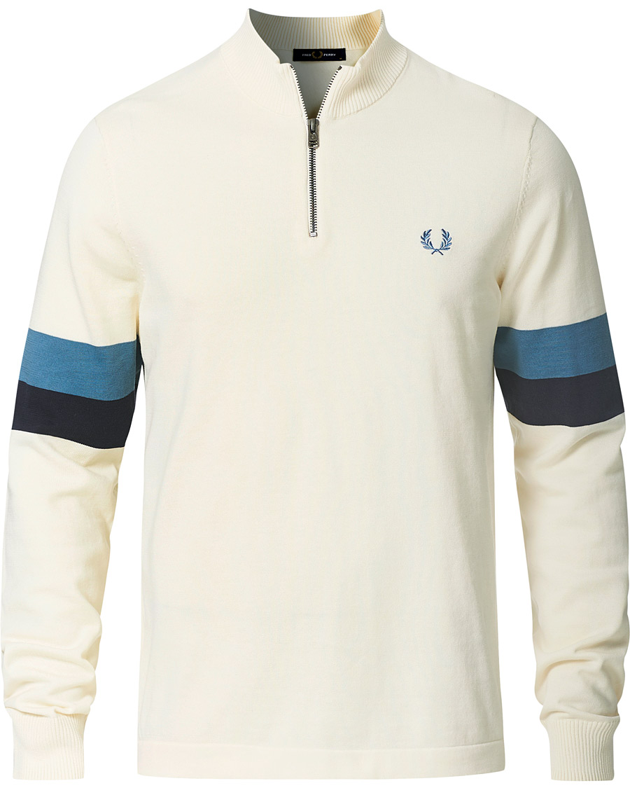 Herr | Tröjor | Fred Perry | Funnel Neck Knitted Zip Jumper Ecru