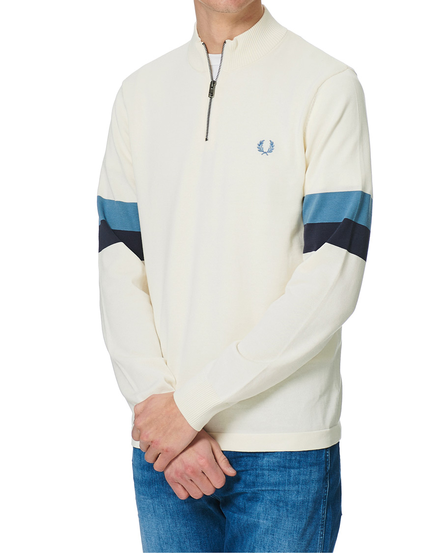 Herr | Tröjor | Fred Perry | Funnel Neck Knitted Zip Jumper Ecru