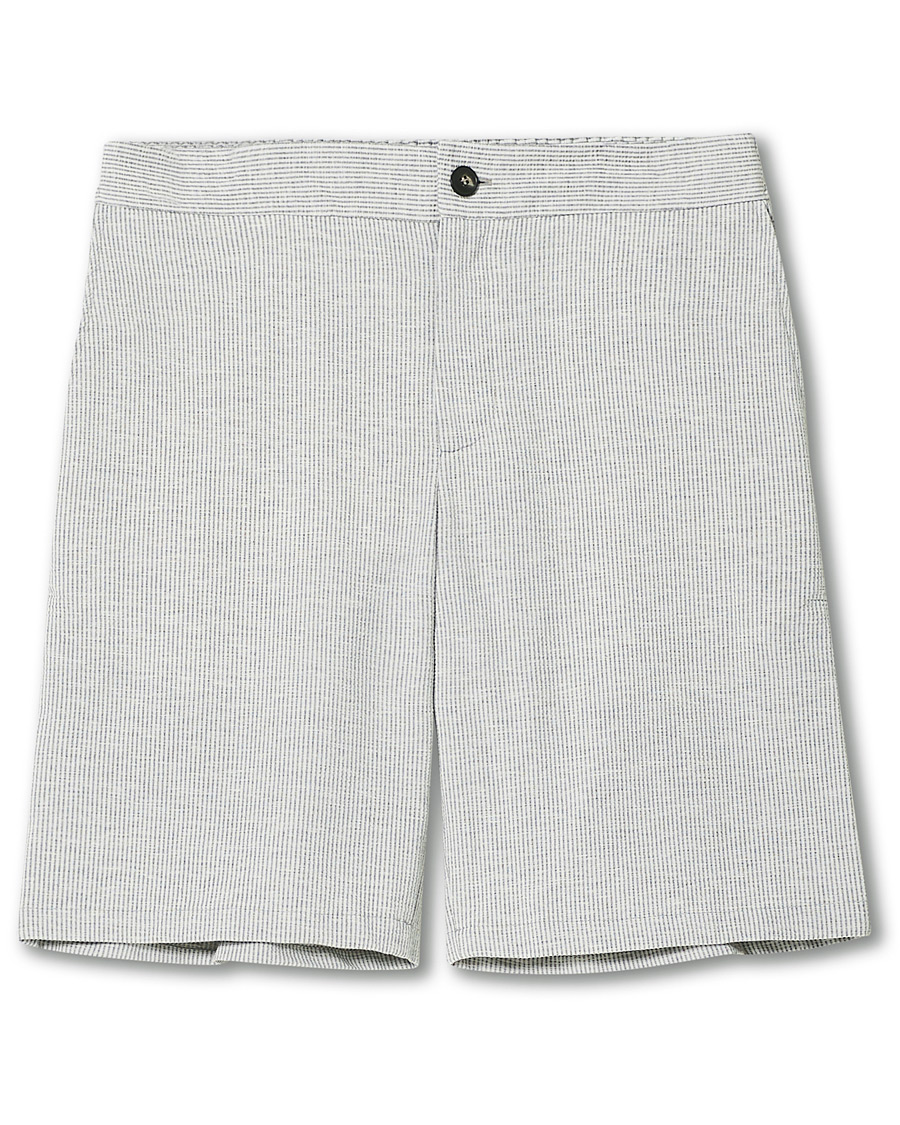 Herr | Shorts | Harris Wharf London | Cool Max Seersucker Shorts Light Grey