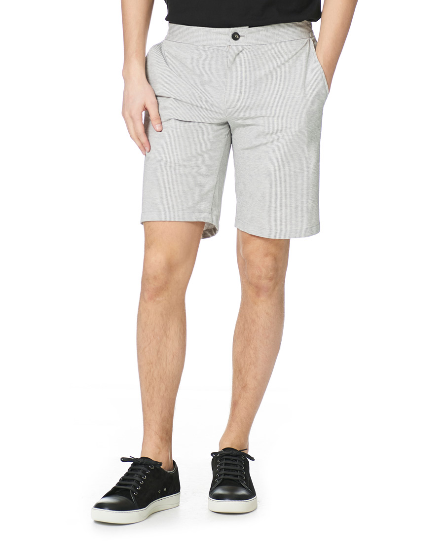 Herr | Shorts | Harris Wharf London | Cool Max Seersucker Shorts Light Grey