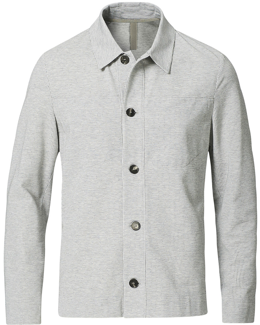 Herr | Skjortor | Harris Wharf London | Cool Max Seersucker Overshirt Light Grey