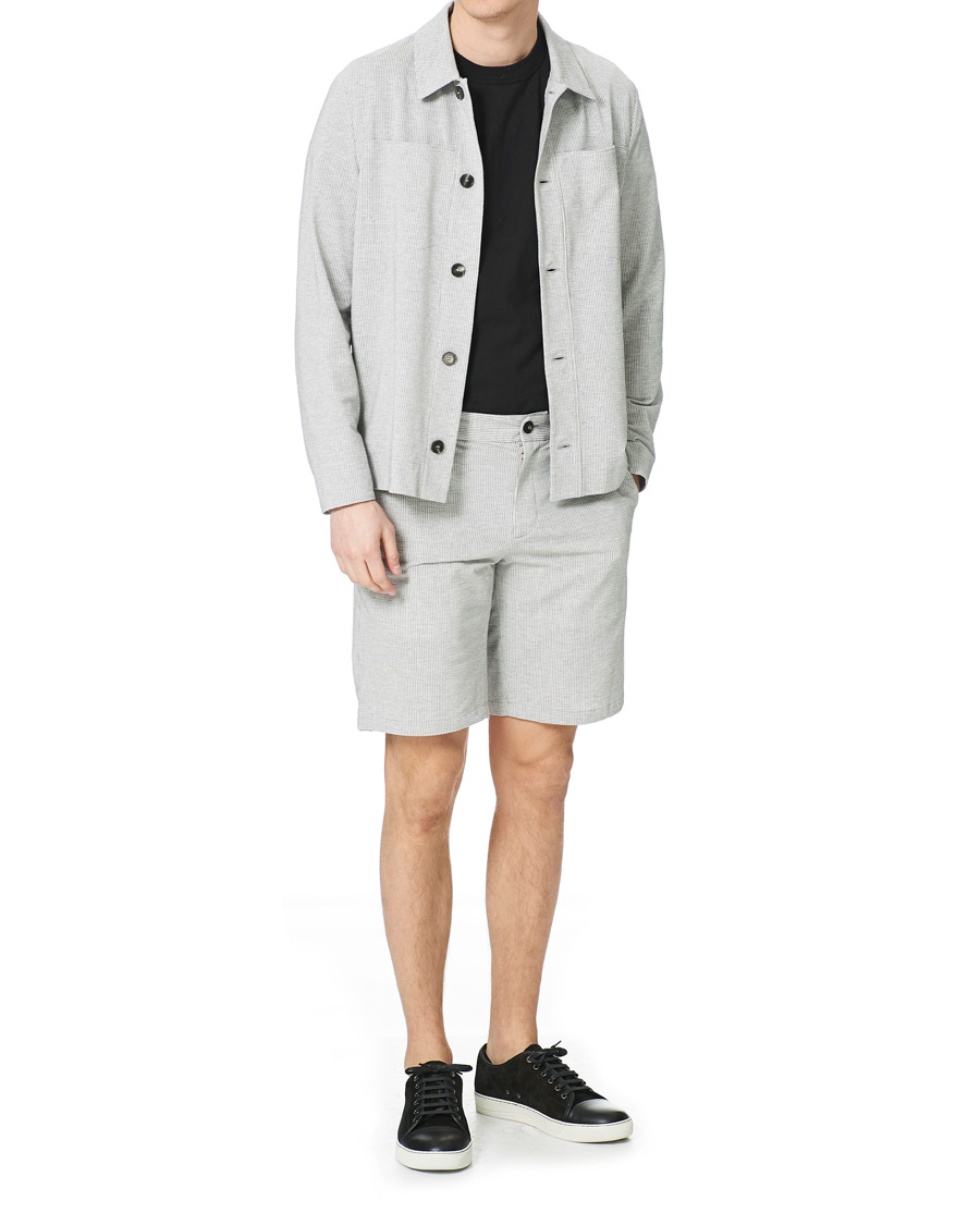 Herr | Skjortor | Harris Wharf London | Cool Max Seersucker Overshirt Light Grey