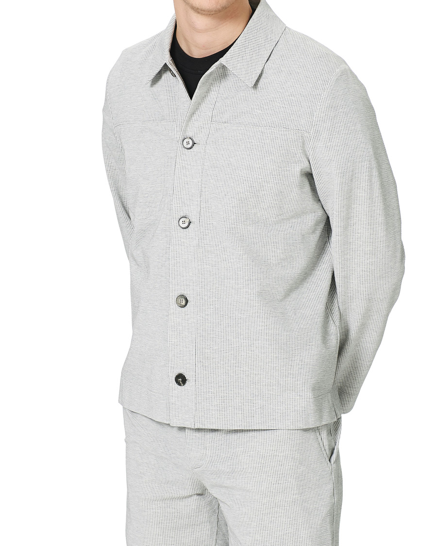 Herr | Skjortor | Harris Wharf London | Cool Max Seersucker Overshirt Light Grey