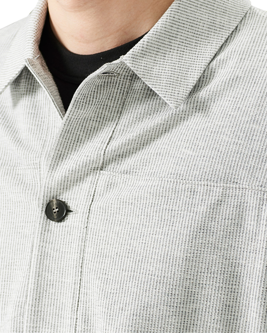 Herr | Skjortor | Harris Wharf London | Cool Max Seersucker Overshirt Light Grey