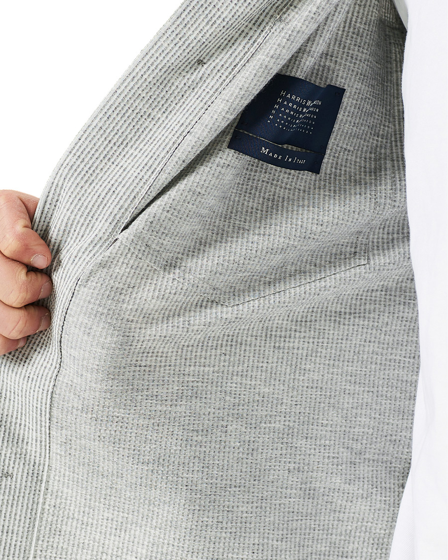 Herr | Skjortor | Harris Wharf London | Cool Max Seersucker Overshirt Light Grey