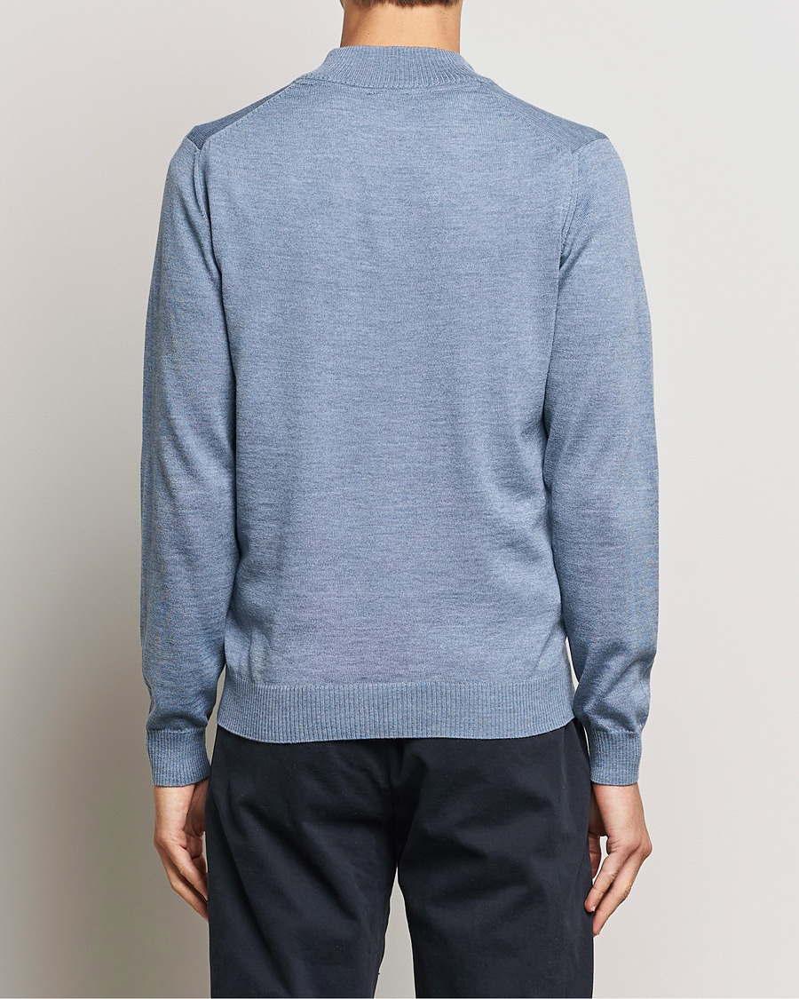 Herr | Tröjor | Stenströms | Merino Half Zip Light Blue