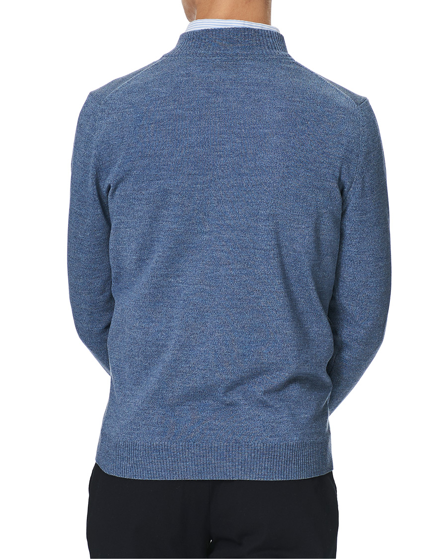 Herr | Tröjor | Stenströms | Merino Half Zip Blue Mouliné