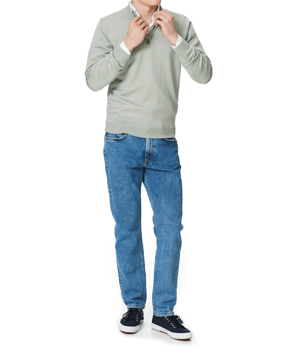 Herr | Tröjor | Stenströms | Merino Half Zip Pistachio