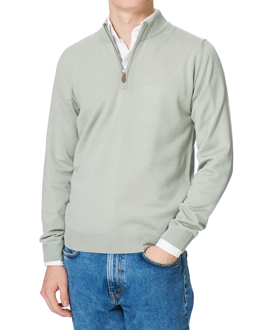 Herr | Tröjor | Stenströms | Merino Half Zip Pistachio