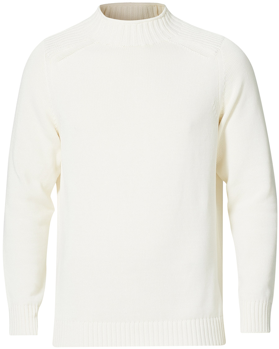 Herr | Tröjor | Stenströms | Cotton Mock Neck Sweater White