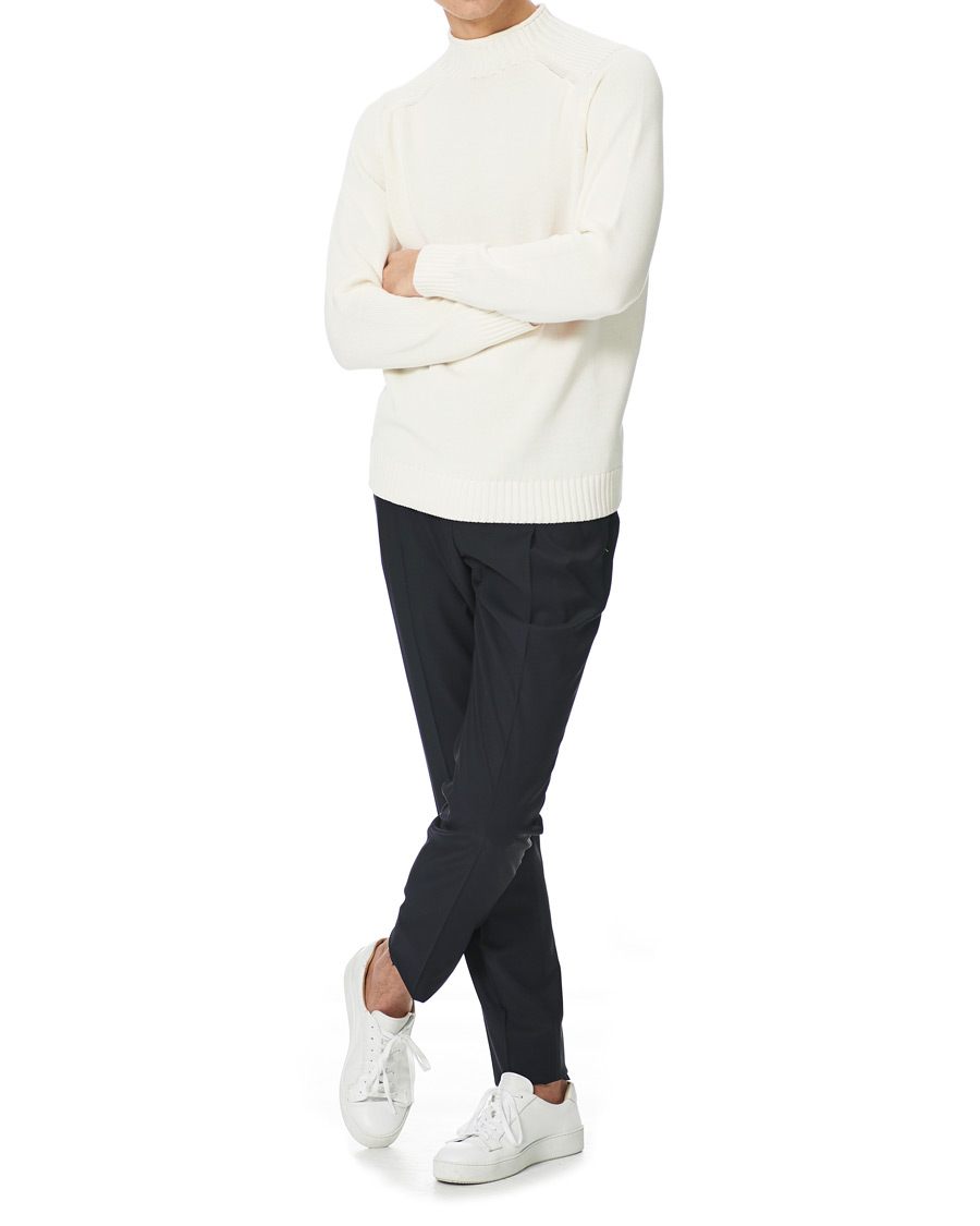Herr | Tröjor | Stenströms | Cotton Mock Neck Sweater White