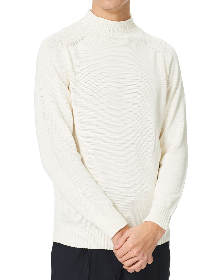 Herr | Tröjor | Stenströms | Cotton Mock Neck Sweater White