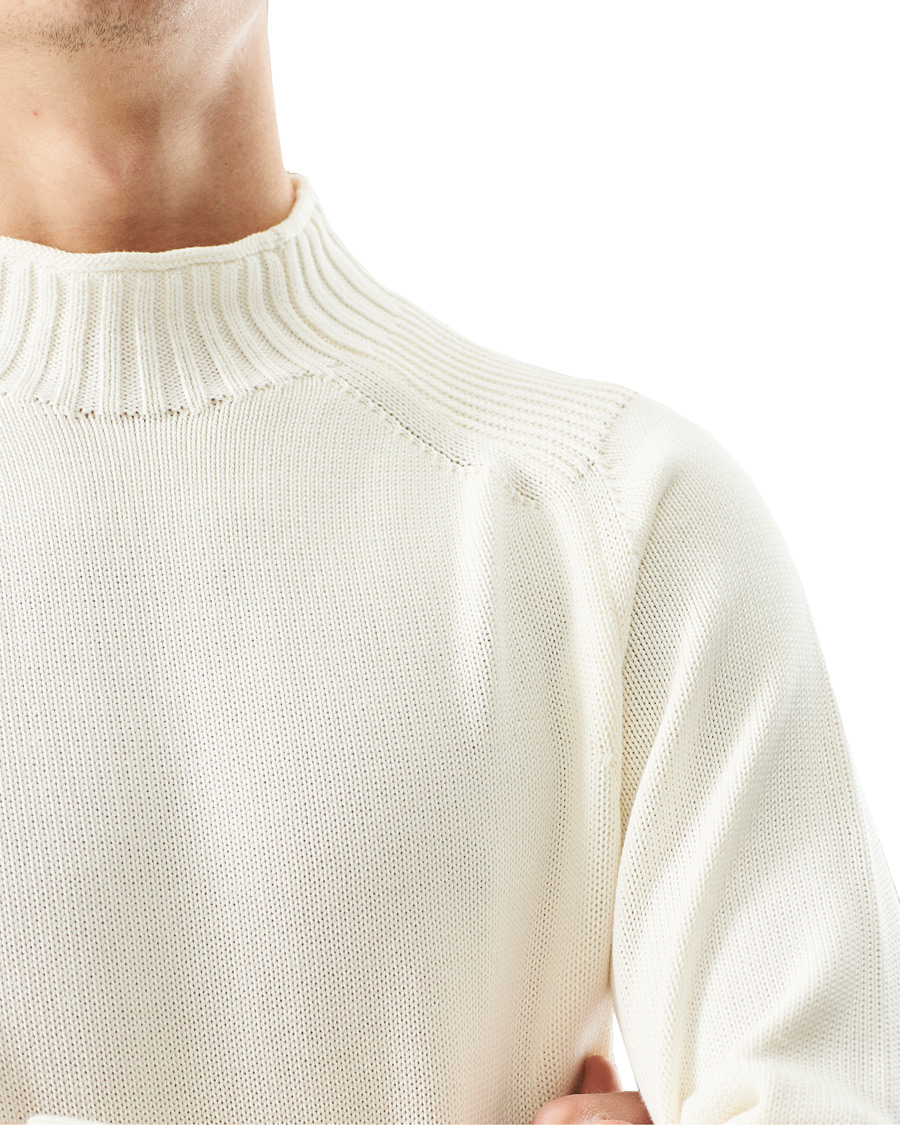 Herr | Tröjor | Stenströms | Cotton Mock Neck Sweater White
