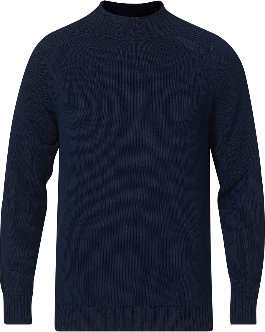 Herr | Tröjor | Stenströms | Cotton Mock Neck Sweater Navy