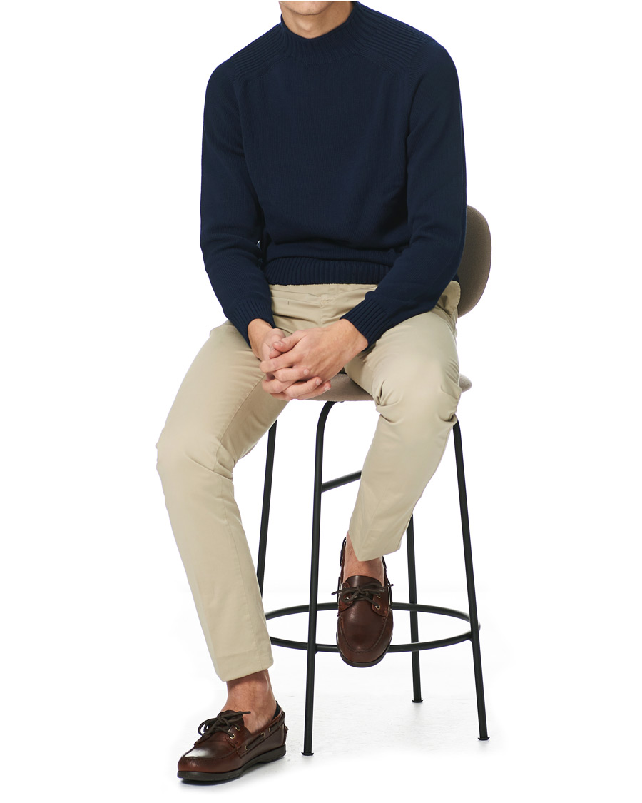 Herr | Tröjor | Stenströms | Cotton Mock Neck Sweater Navy