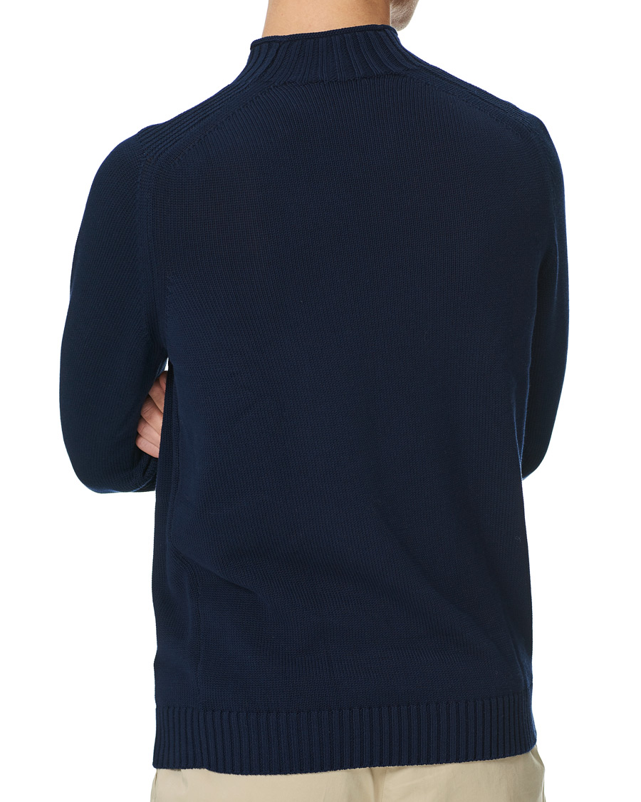 Herr | Tröjor | Stenströms | Cotton Mock Neck Sweater Navy